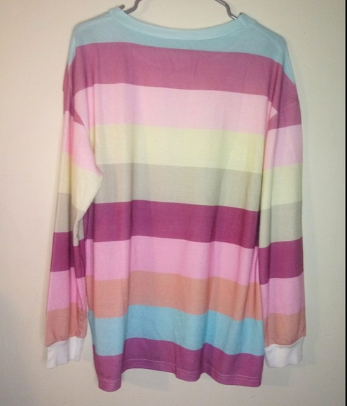 Long Sleeve multi colored lightweight round Neck Pullover sweater blouse - Picture 5 of 15